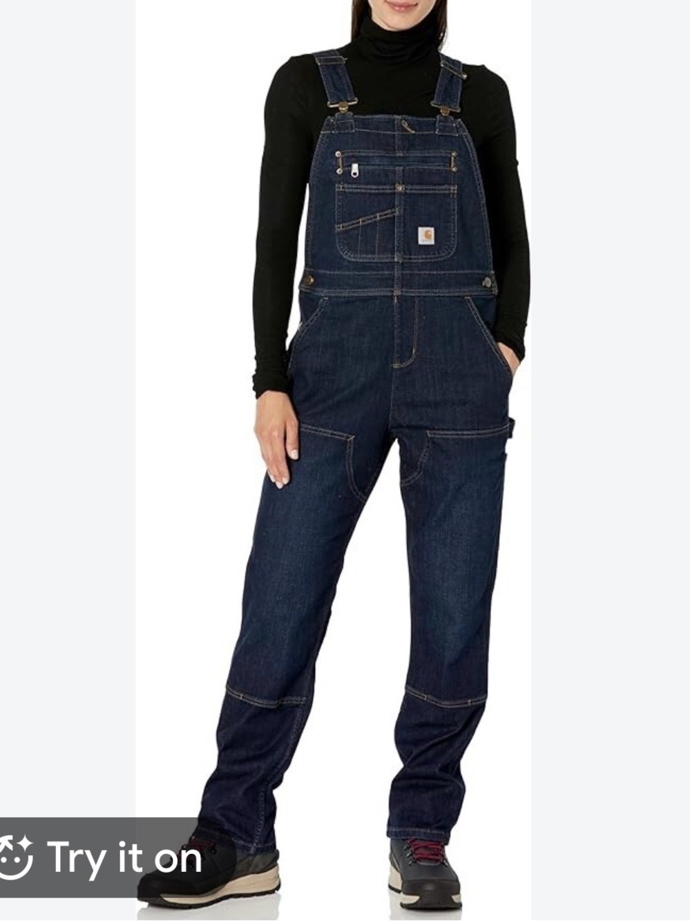 Carhartt ladies Dark Blue Denim Relaxed Overalls like new